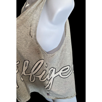 Tommy Hilfiger Cropped Oversized Tank Top Grey Preppy Sporty