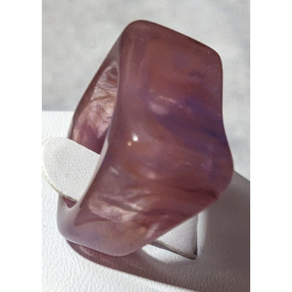 Chunky Abstract Pink And Purple Swirl Retro Statement Ring Size 5 3/4