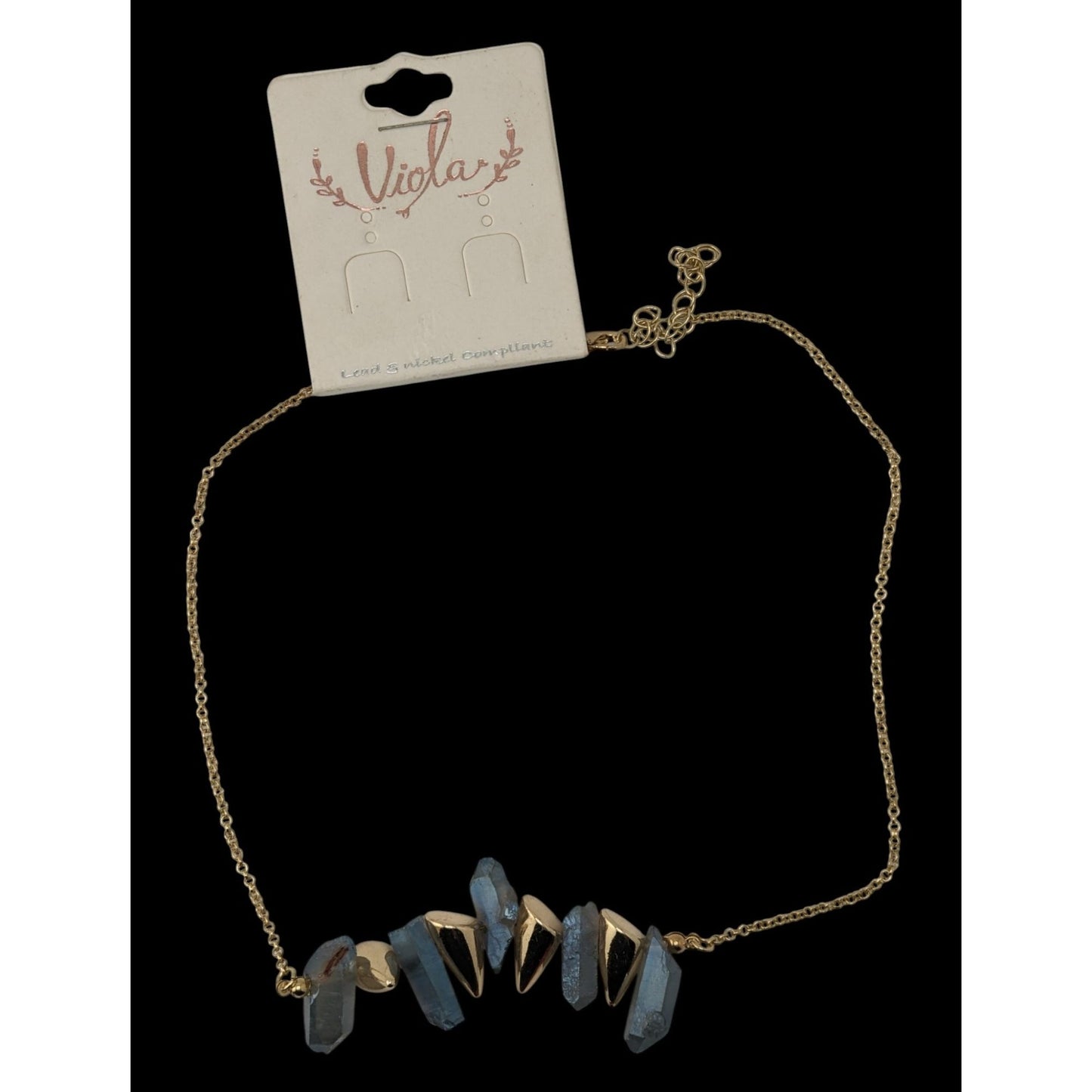 NWT Viola Witchy Blue Aura Quartz Statement Necklace