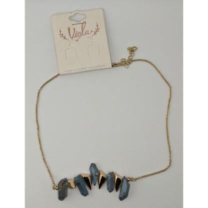 NWT Viola Witchy Blue Aura Quartz Statement Necklace