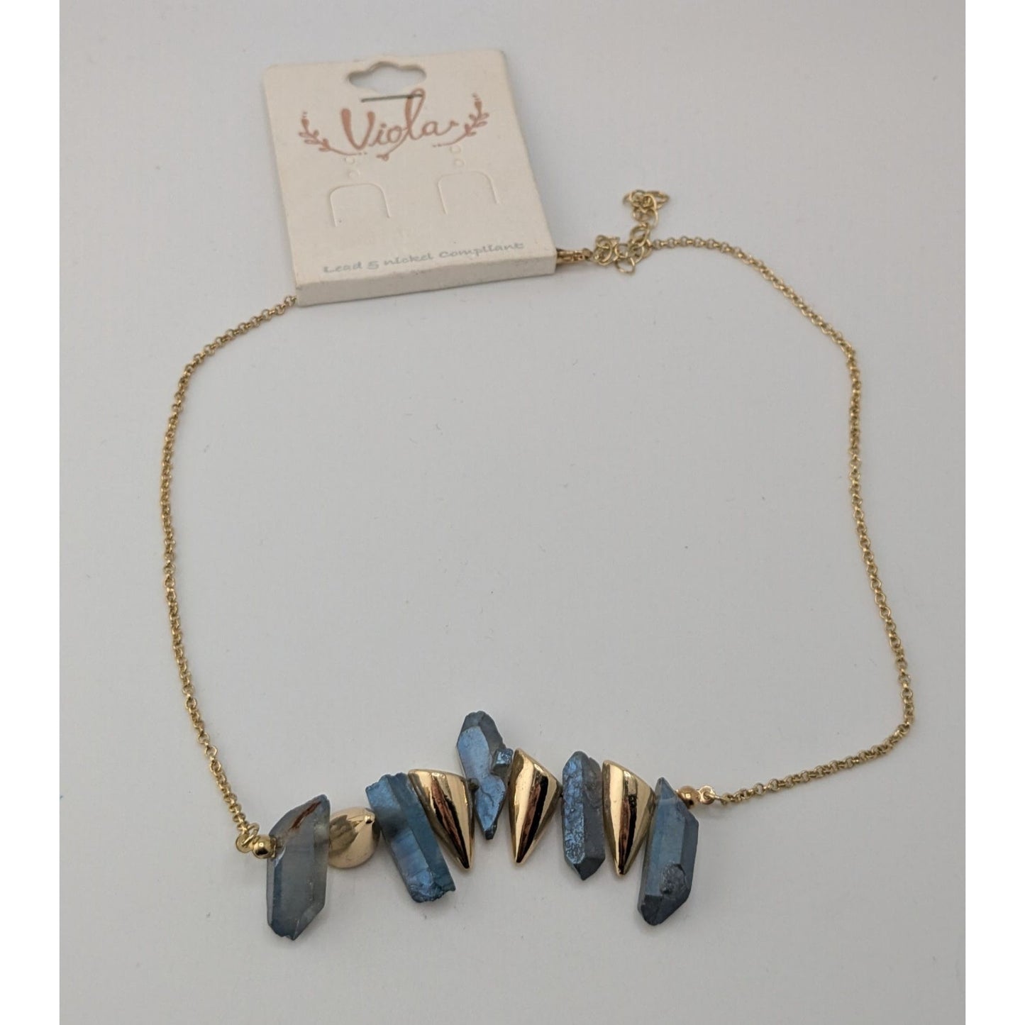 NWT Viola Witchy Blue Aura Quartz Statement Necklace