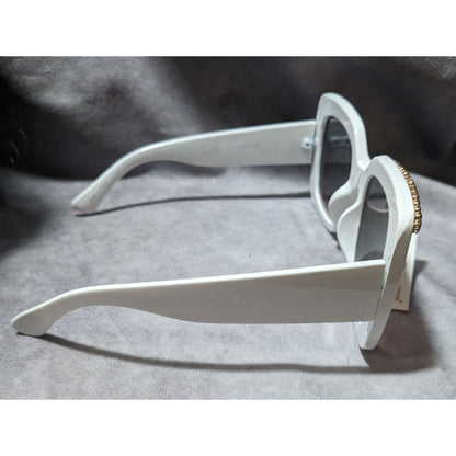 Change Your Shades White And Gold Rhinestone Sunglasses