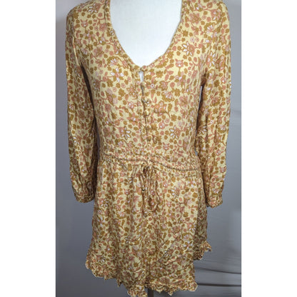 Barefoot Blonde Joni Play Dress Neutral Floral With Drawstring Waist