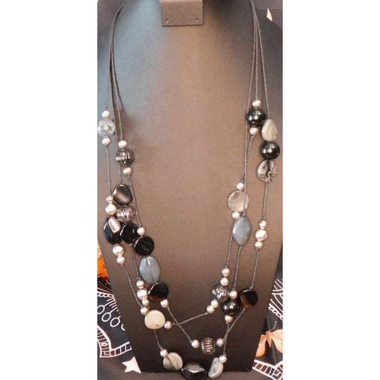 Corporate Goth Multilayer Beaded Station Necklace