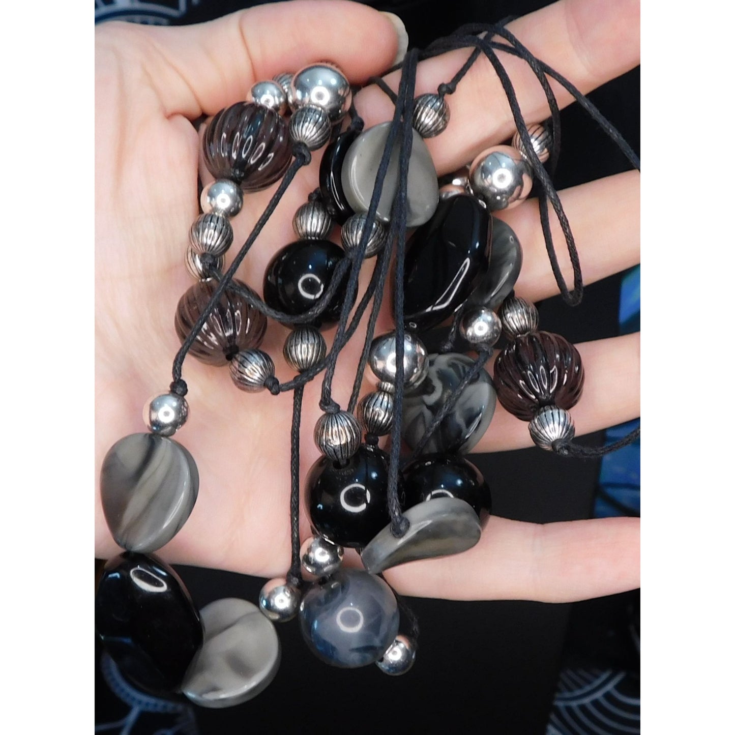 Corporate Goth Multilayer Beaded Station Necklace