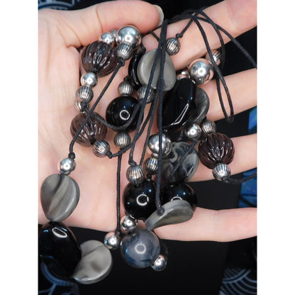 Corporate Goth Multilayer Beaded Station Necklace