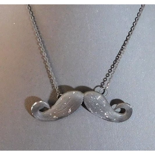Quirky Hipster Black Metal Moustache Necklace