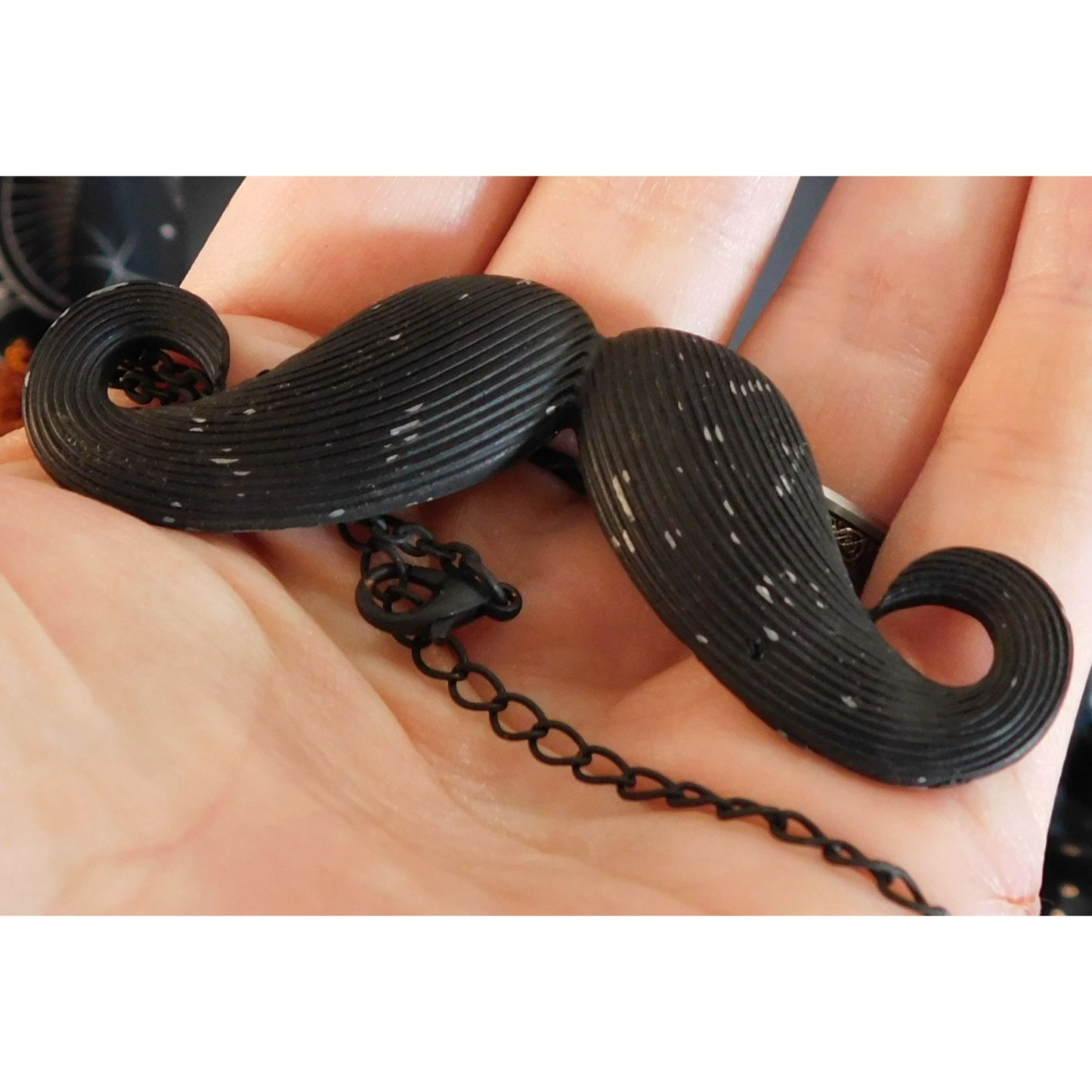 Quirky Hipster Black Metal Moustache Necklace