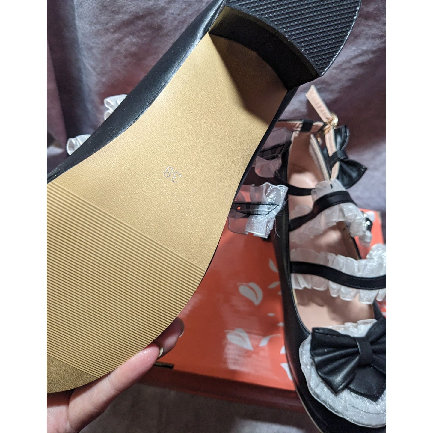 Gothic Lolita Black And White Lace Ruffle Bow Mary Janes