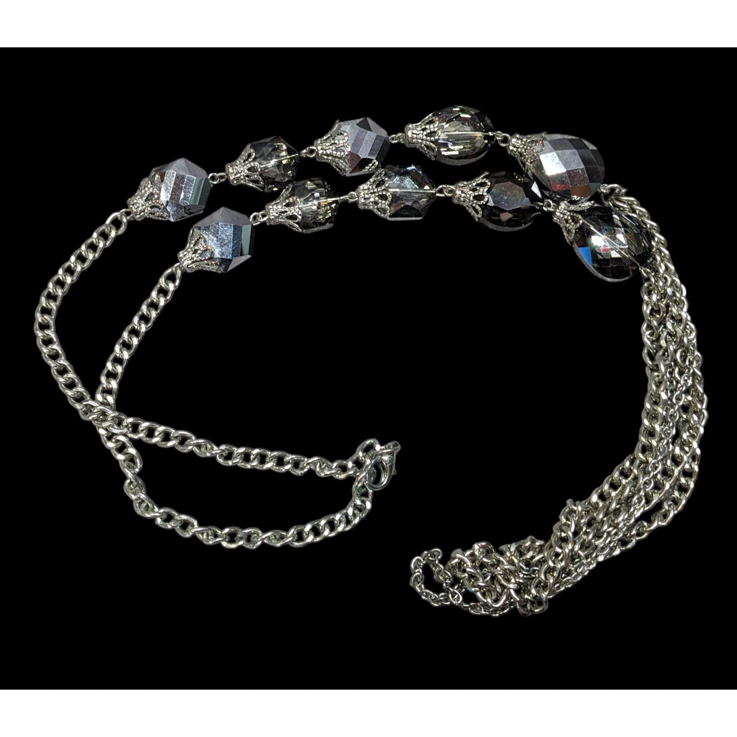 Elegant Glam Faceted Mirror Glass Beaded Chain Necklace