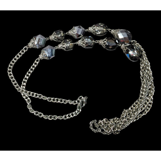 Elegant Glam Faceted Mirror Glass Beaded Chain Necklace