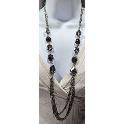 Elegant Glam Faceted Mirror Glass Beaded Chain Necklace