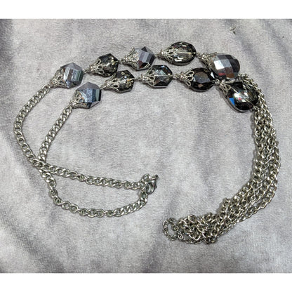 Elegant Glam Faceted Mirror Glass Beaded Chain Necklace