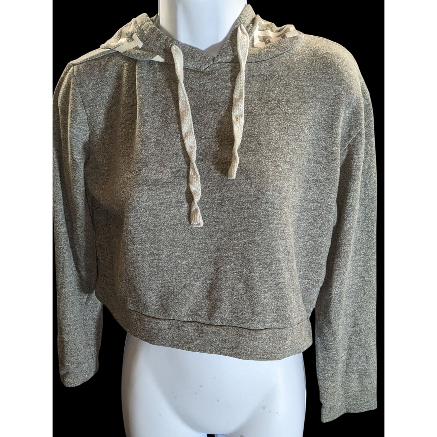 Atmosphere Cropped Hoodie Varsity League White Grey Sporty Casual