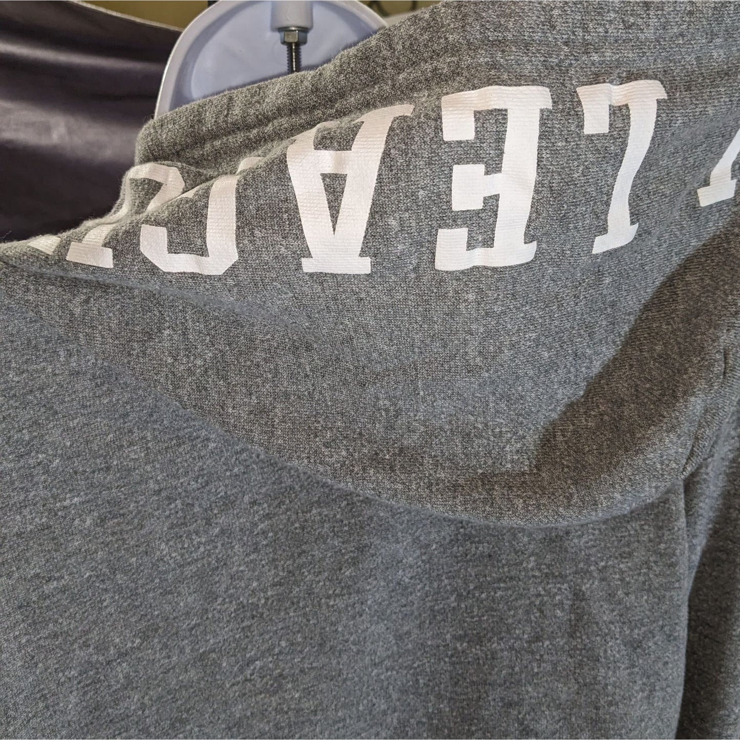 Atmosphere Cropped Hoodie Varsity League White Grey Sporty Casual