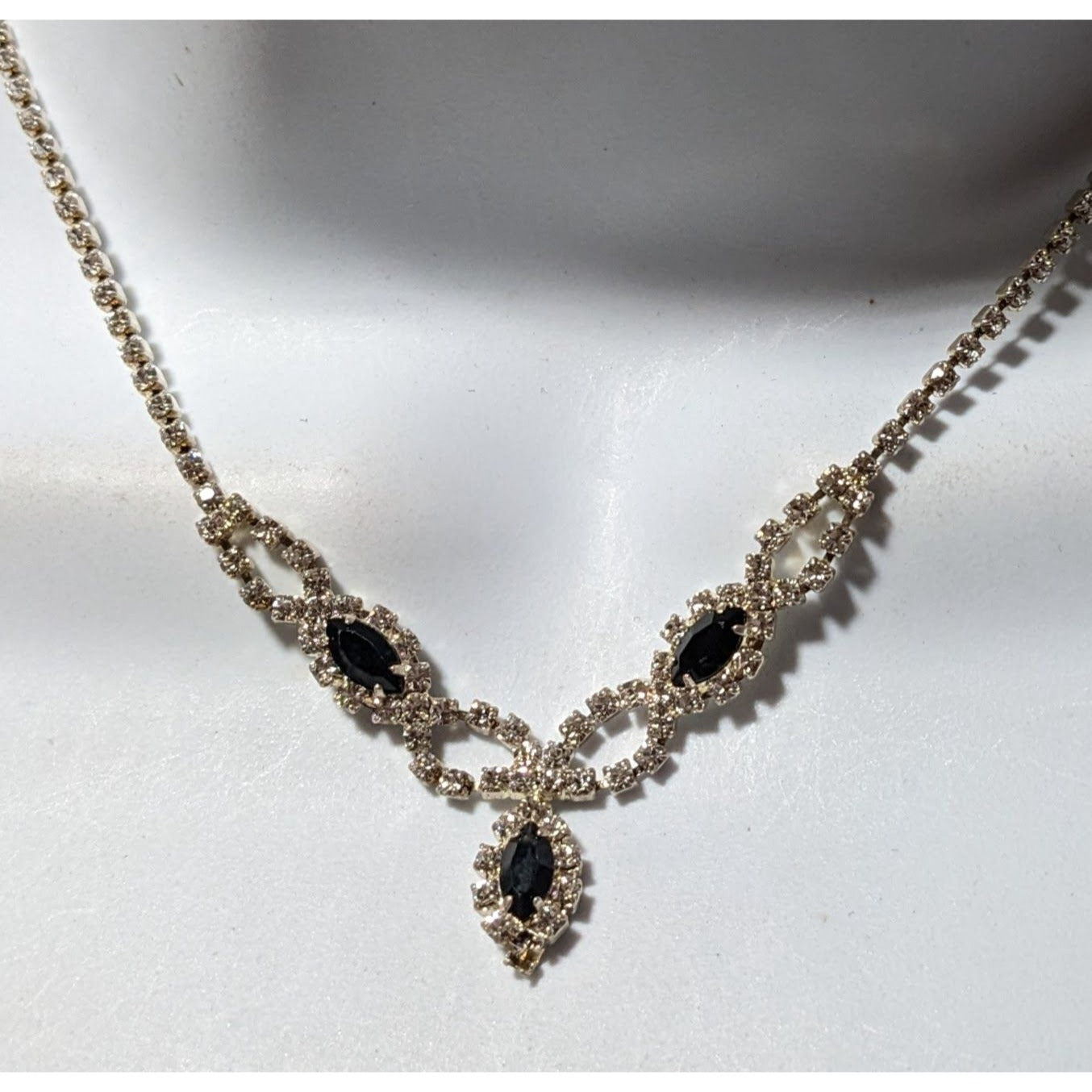 Gothic Clear And Black Rhinestone Bridal Necklace