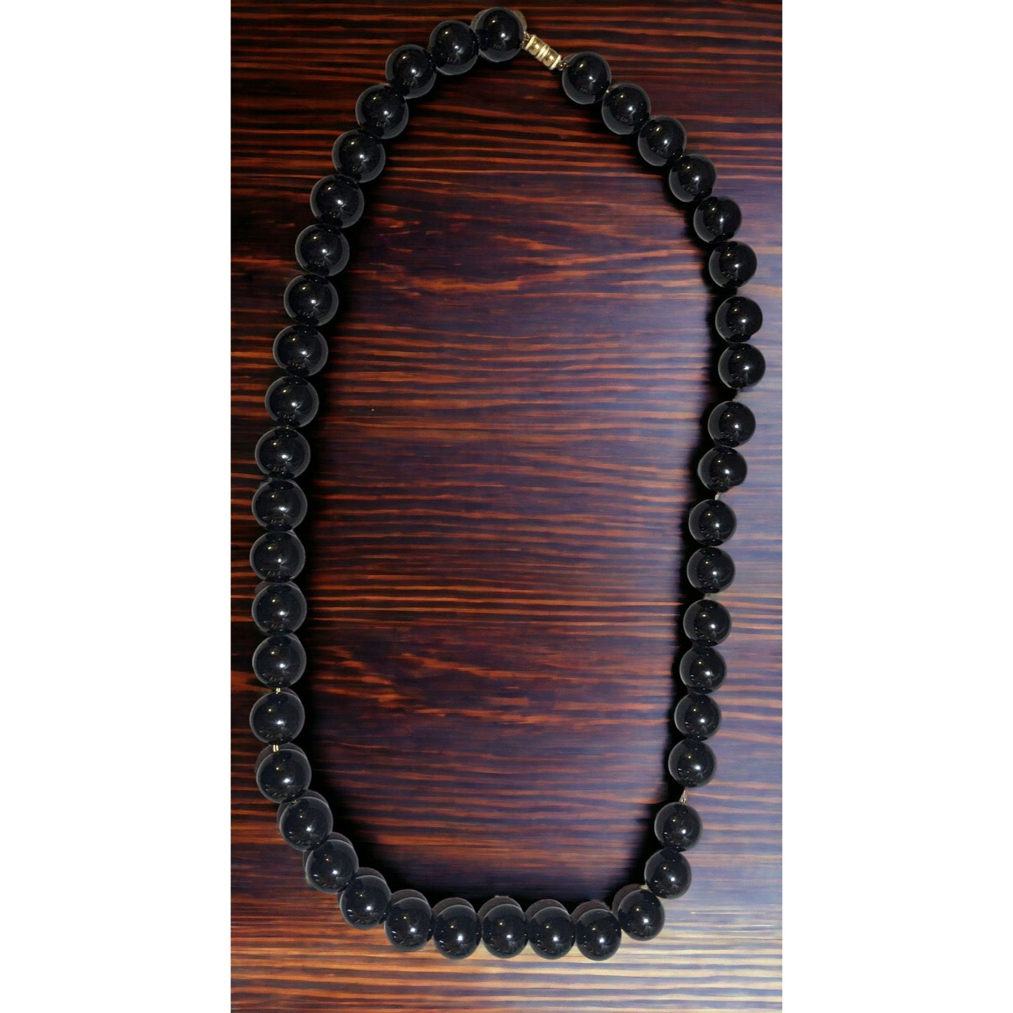 Vintage Les Bernard Black Beaded Necklace