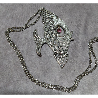 Vintage Silver Articulated Fish Necklace