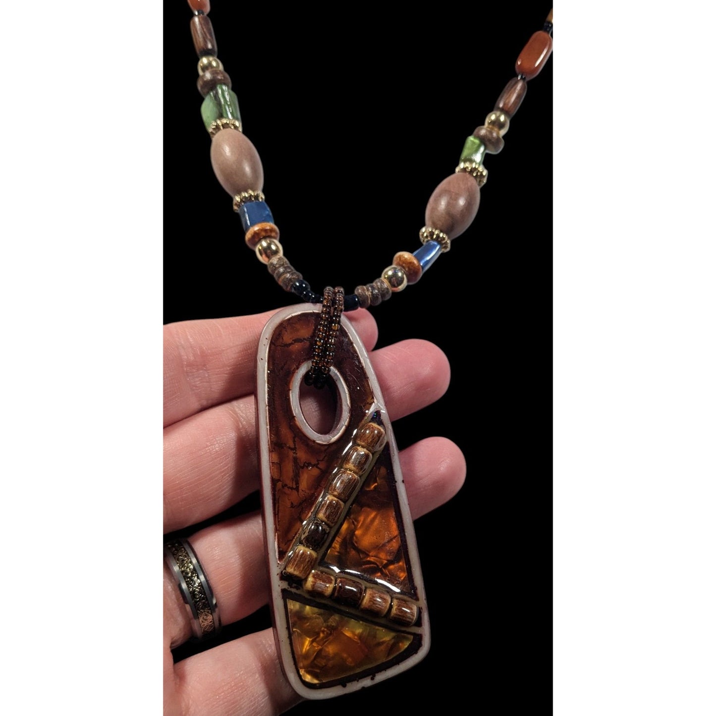 You & I Chunky Bohemian Abstract Pendant Necklace