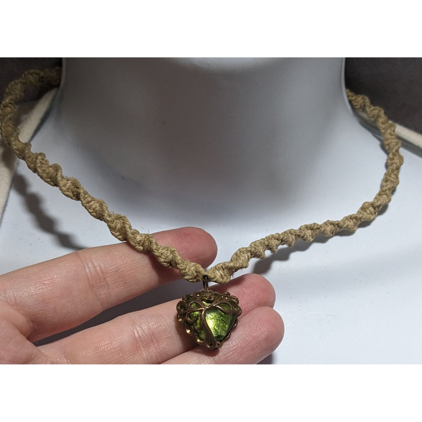 Retro Encased Glass Heart Necklace