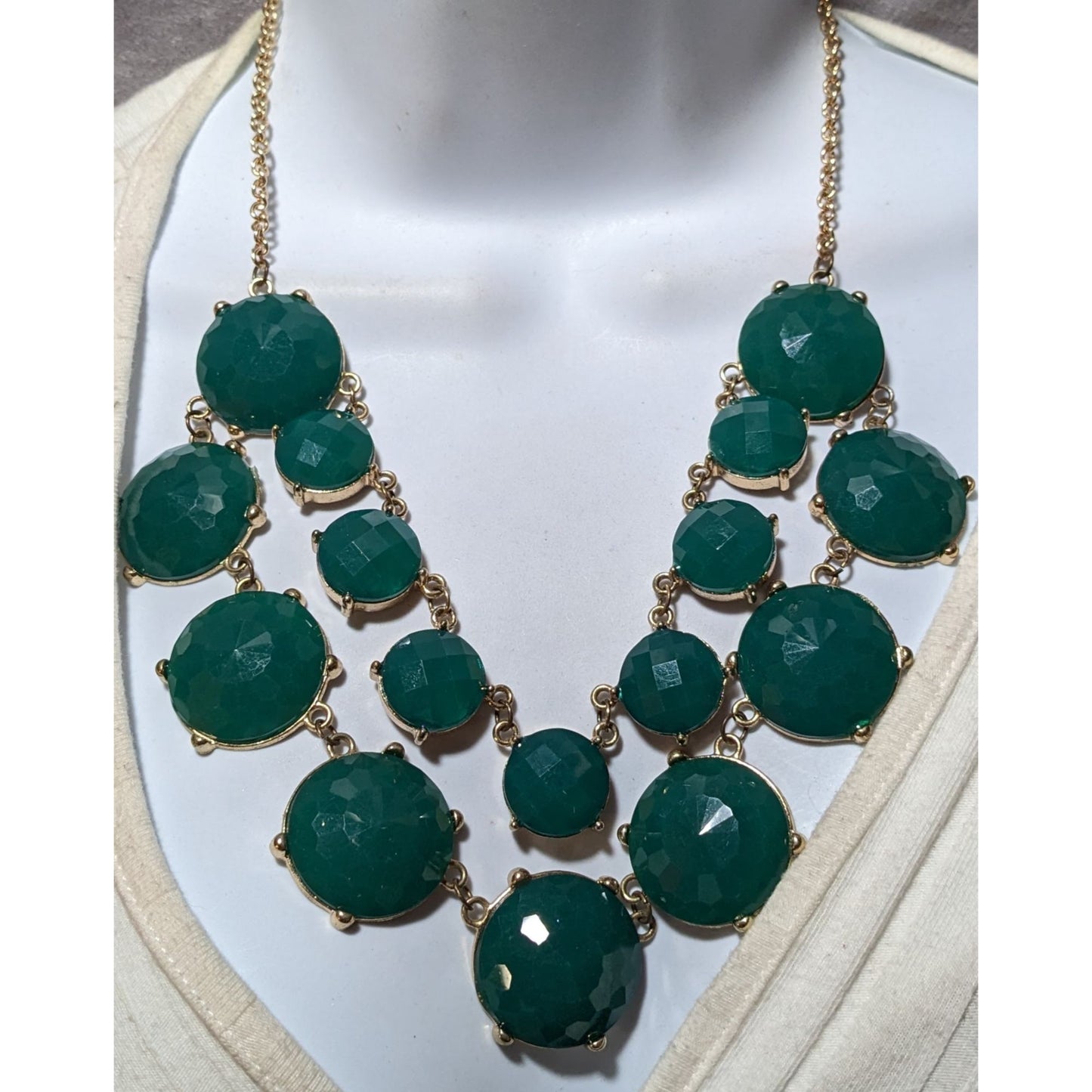 Y2K Glam Chunky Green Gemmed Statement Necklace