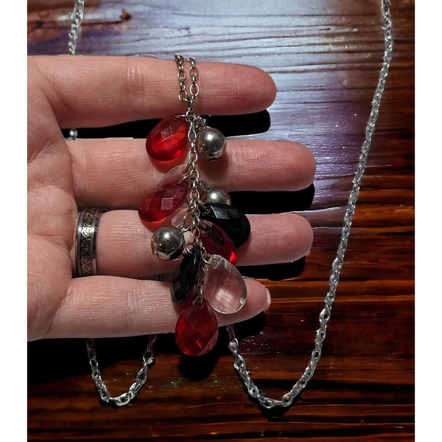 Gothic Vampire Gem Cluster Necklace