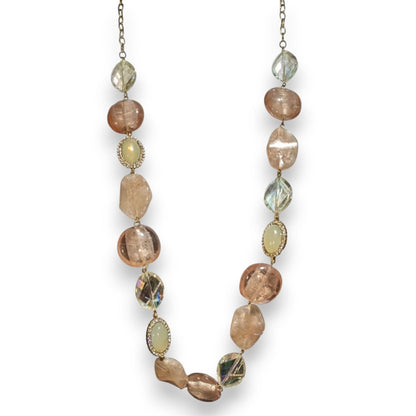 Charming Charlie Boho Acrylic Pink Iridescent Beaded Necklace 32 Inch