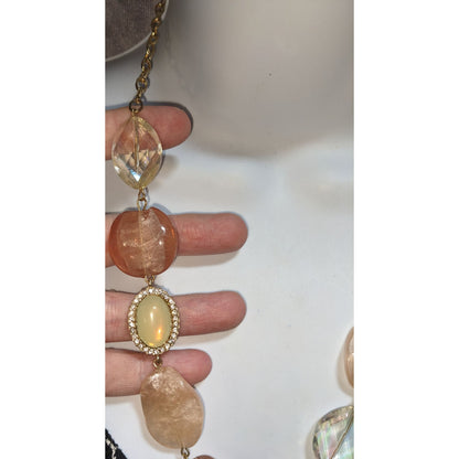 Charming Charlie Boho Acrylic Pink Iridescent Beaded Necklace 32 Inch