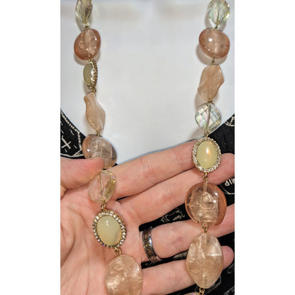 Charming Charlie Boho Acrylic Pink Iridescent Beaded Necklace 32 Inch