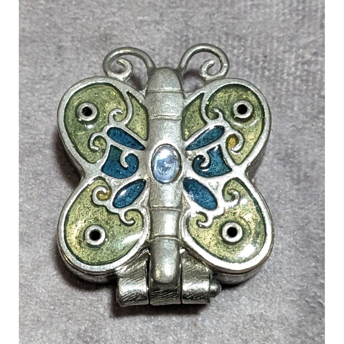 Vintage AXC Enamel Butterfly Lidded Trinket Box