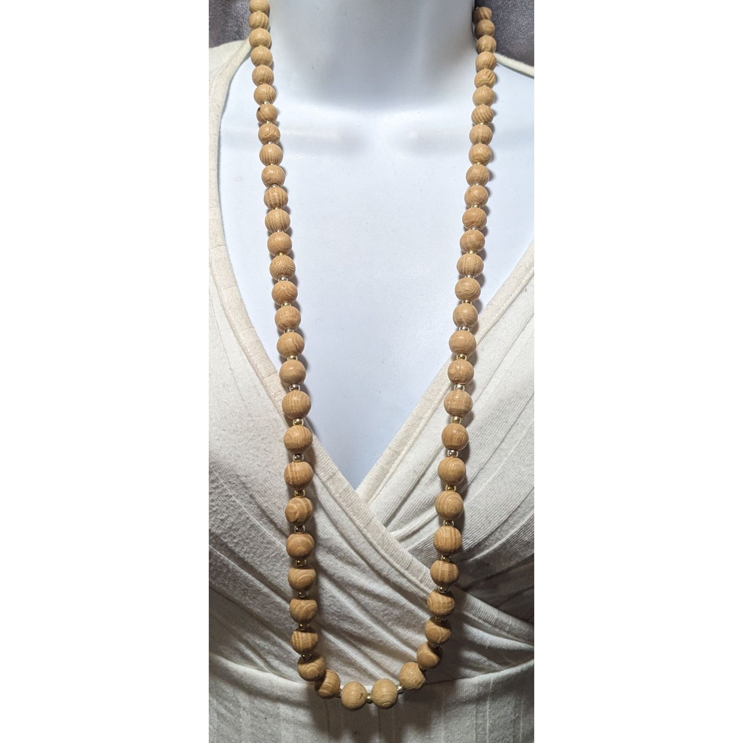 Casual Retro Tan Wooden Beaded  Necklace