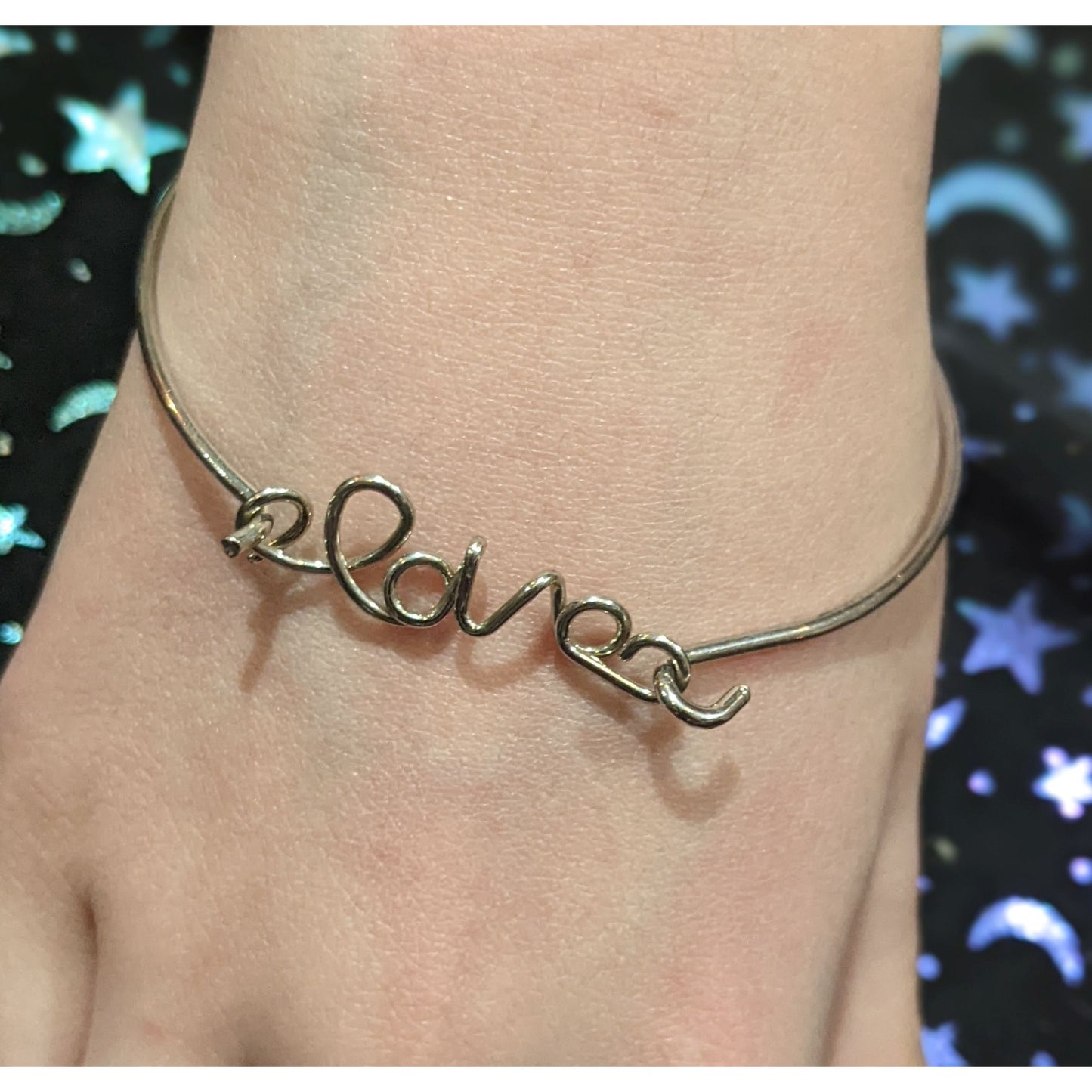 Love Cursive Minimalist Wire Wrap Bracelet