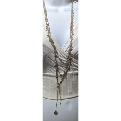 Anthropologie Gold Multilayer Charm Necklace