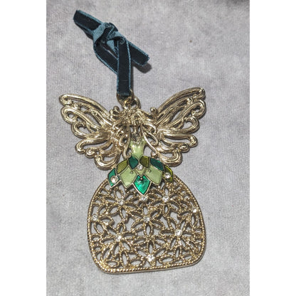 First Issue Gold And Green Floral Angel Ornament