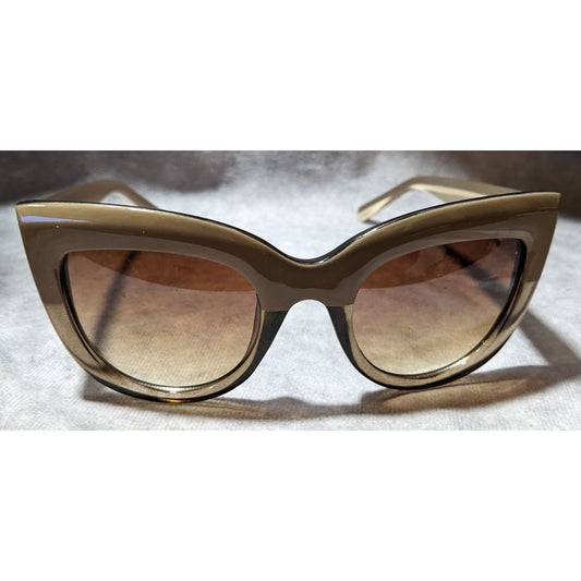 Retro Tan Chunky Cateye Brown Gradient Lens Sunglasses