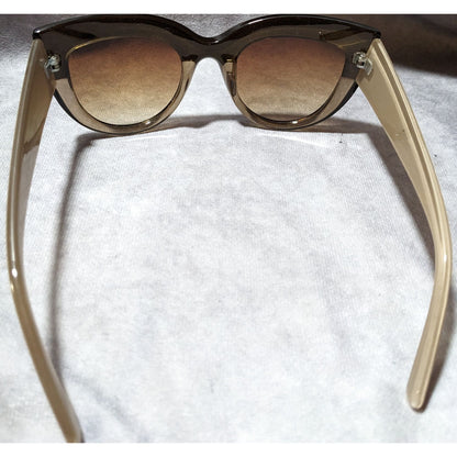 Retro Tan Chunky Cateye Brown Gradient Lens Sunglasses