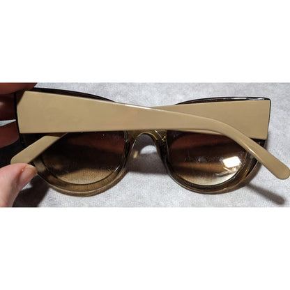 Retro Tan Chunky Cateye Brown Gradient Lens Sunglasses