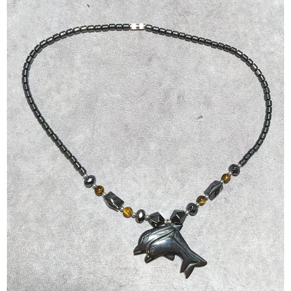 Hematite Dolphin Necklace