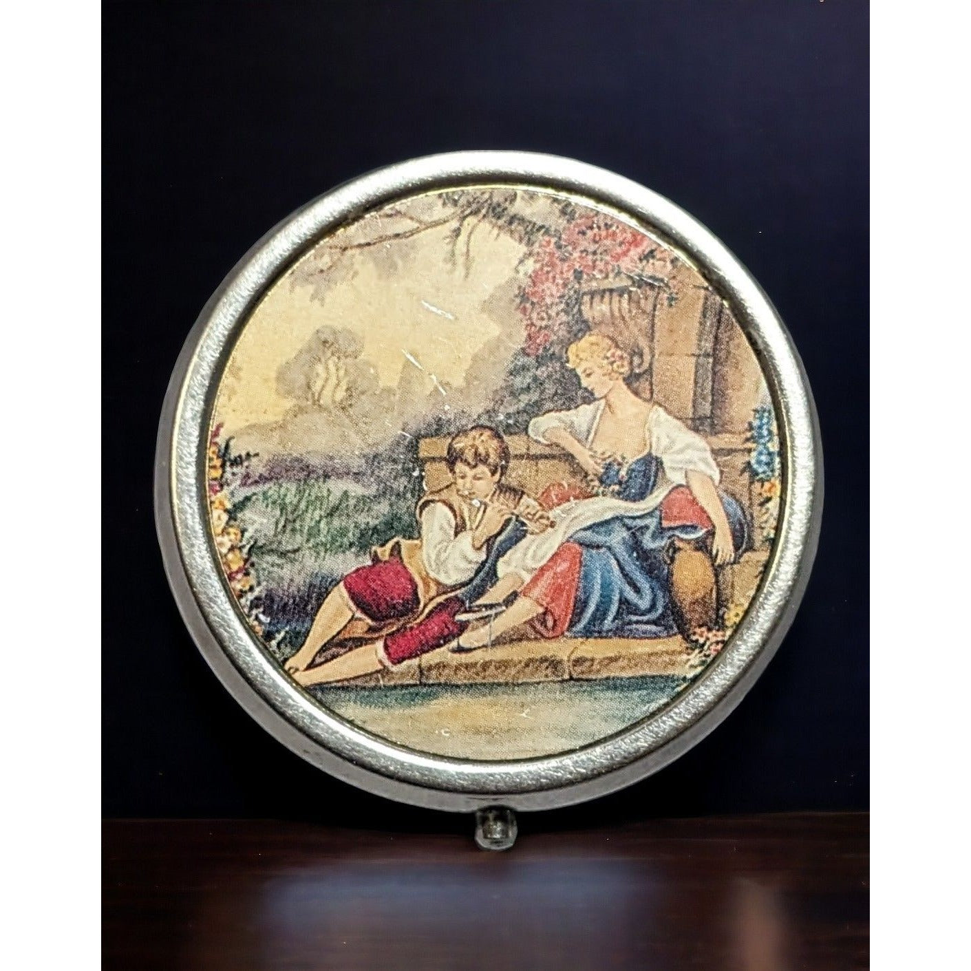 Vintage Romantic Couple Painting Pillbox