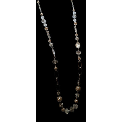 Glam Faceted Glass Pearl Beaded Necklace