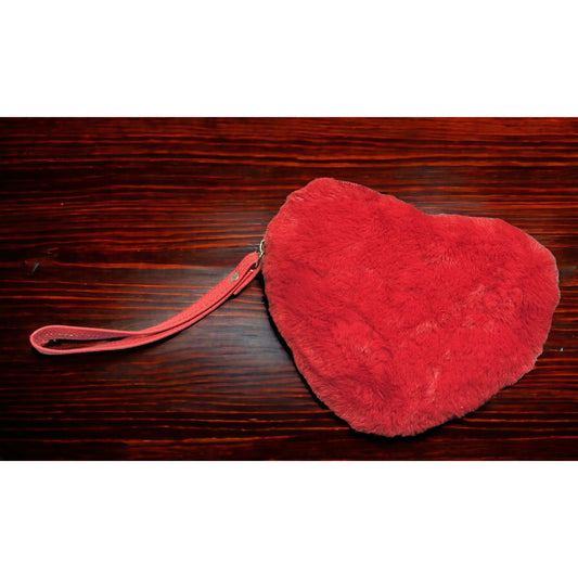 Red Plush Heart Clutch/Wristlet