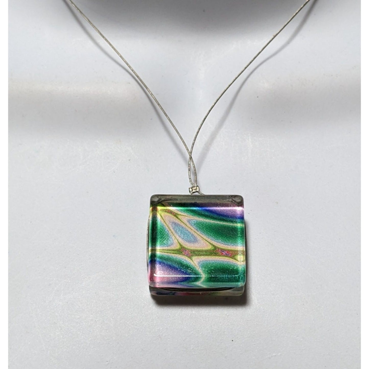 Rainbow Abstract Glass Pendant Necklace