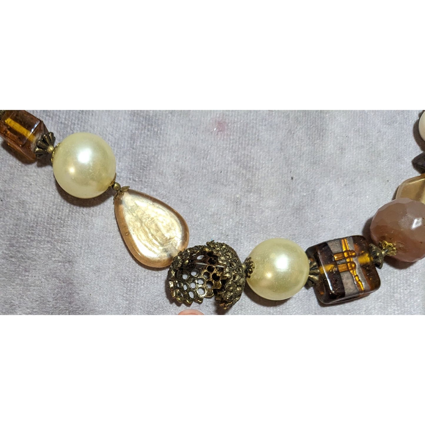 Vintage Mixed Medial Gold Chunky Beaded Necklace