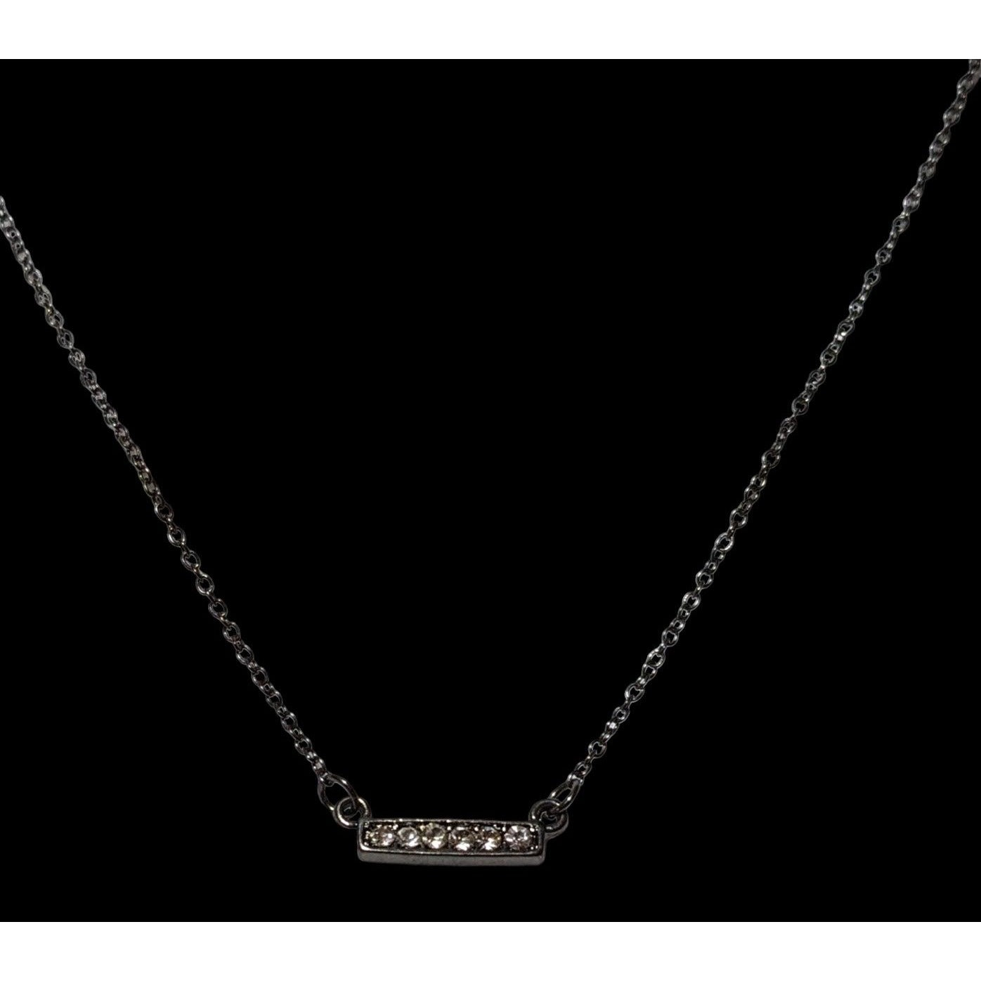 Minimalist Rhinestone Bar Pendant Necklace