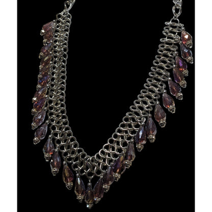 Oil Slick Glass Fringe Necklace