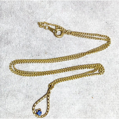 Vintage Blue And Gold Teardrop Lasso Necklace