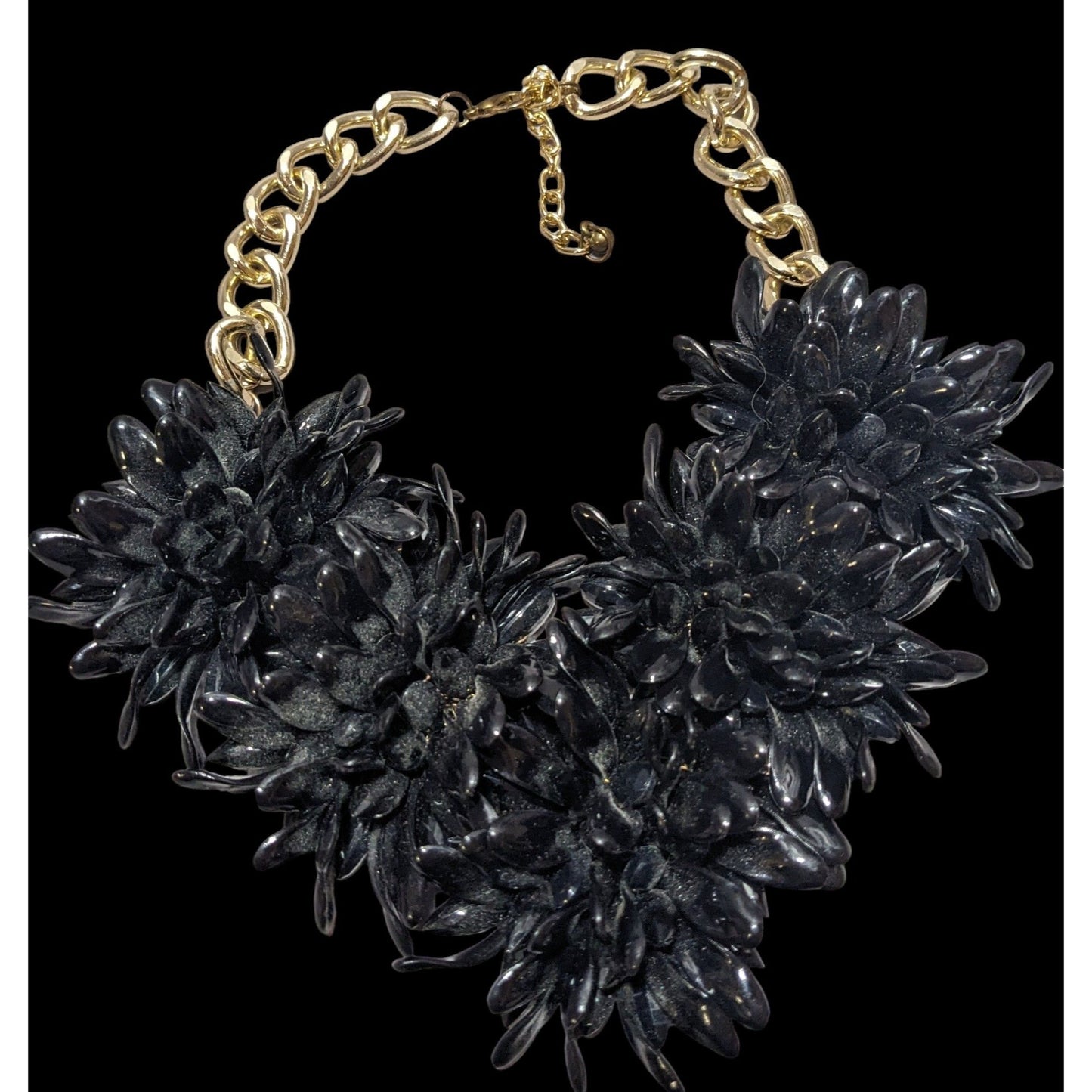 Chunky Black Floral Necklace