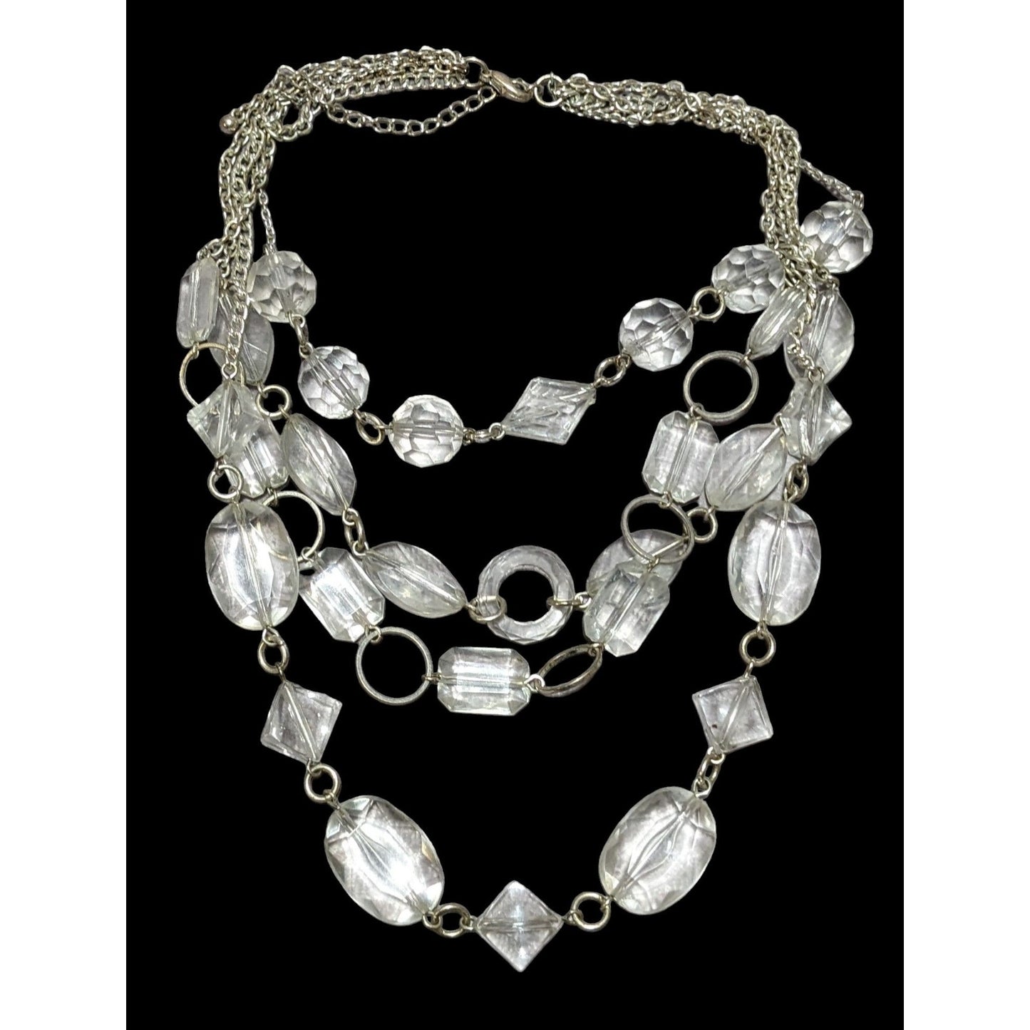 Clear Chunky Gemmed Multilayer  Necklace