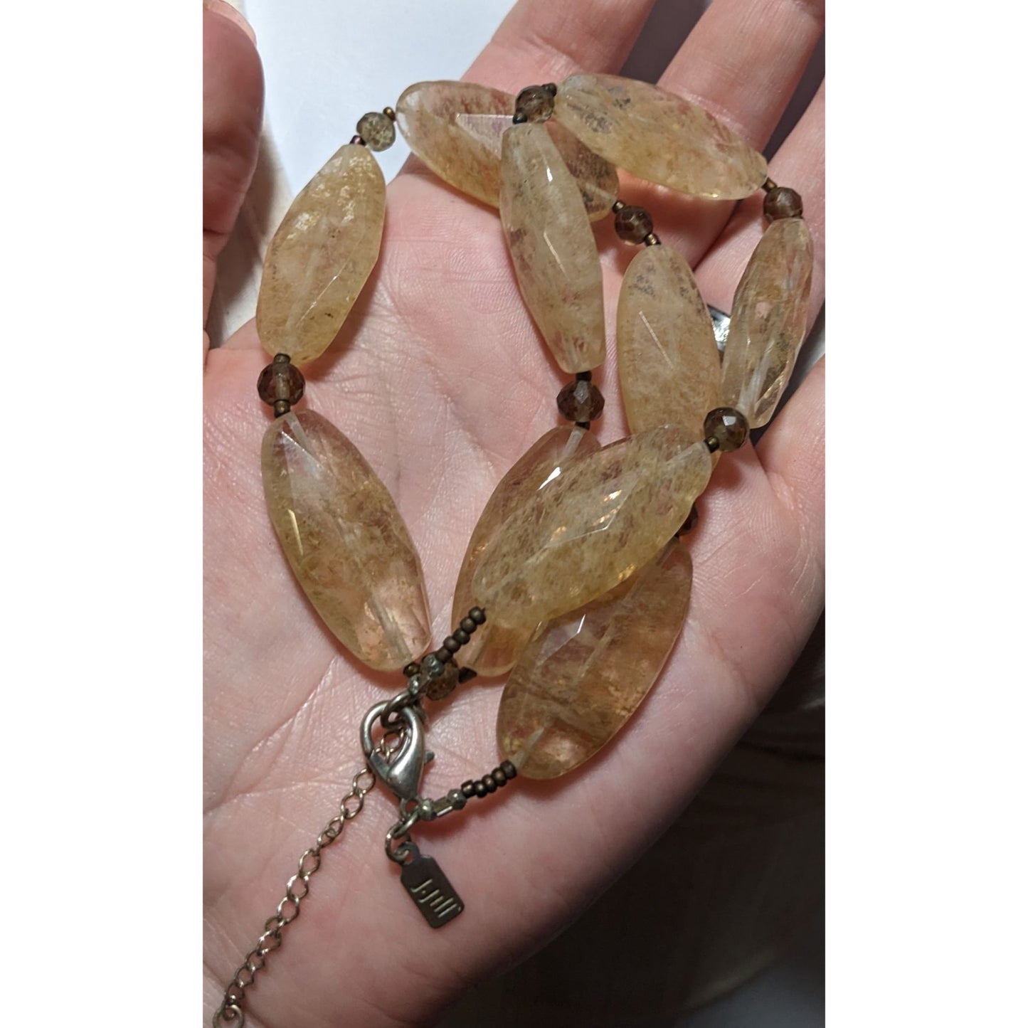 J.Jill Faceted Clear And Tan Agate Necklace