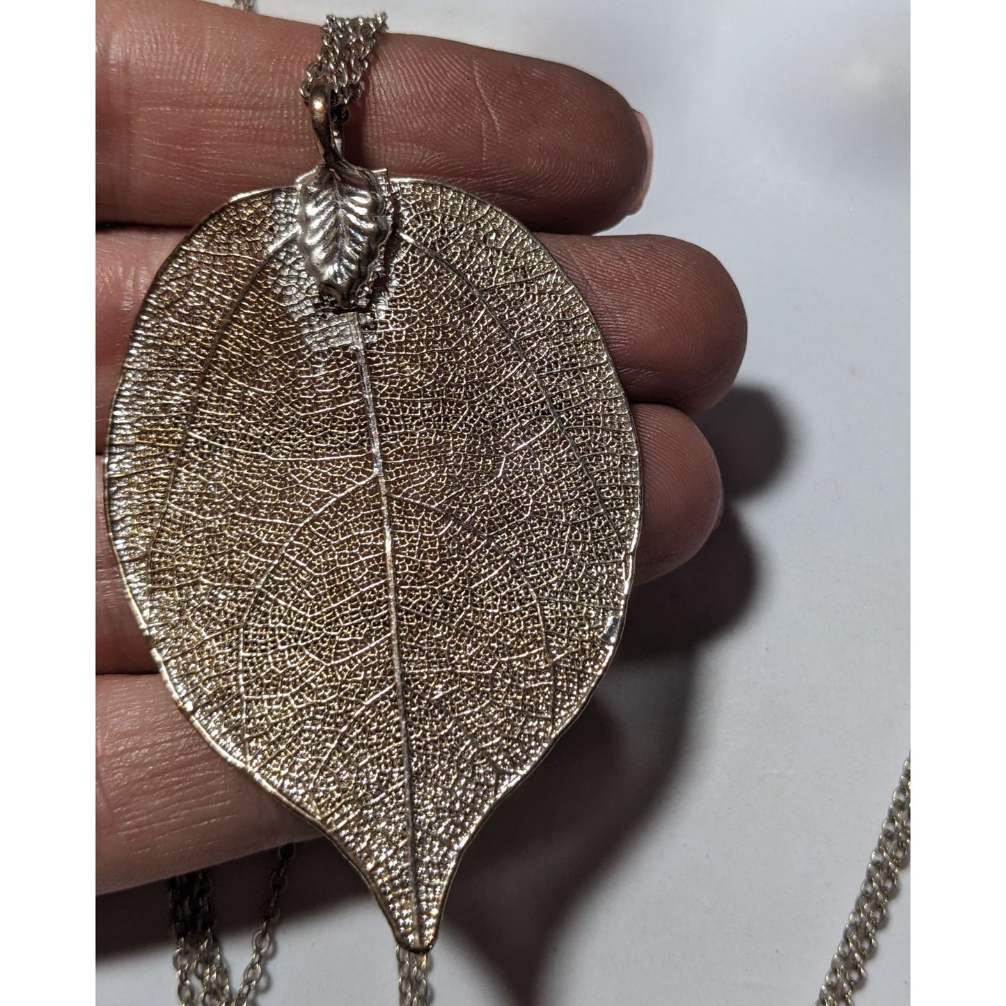 Vintage Silver Electroplated Leaf Necklace